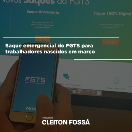 Cleiton Foss Nesta segunda-feira, 13, a Caixa Econômica Federal credita o saque emergencial do Fundo de Garantia do Tempo de Serviço (FGTS) para trabalhadores nascidos em março. O objetivo do novo saque é...